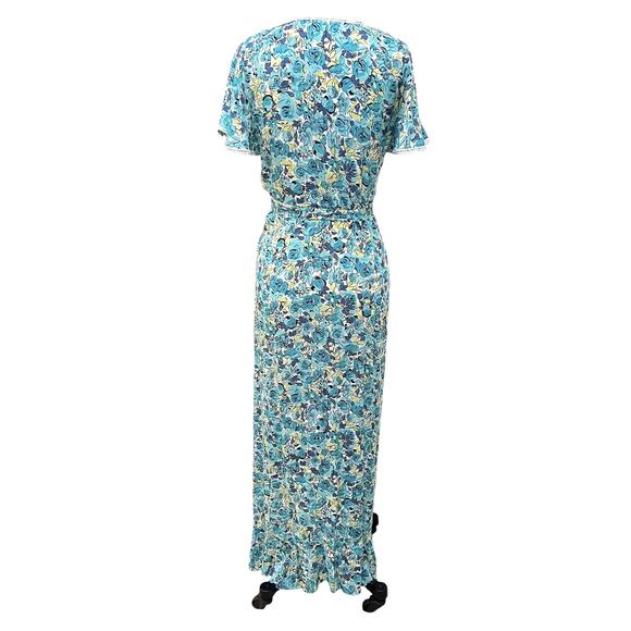 Poupette St Barth Maxi Dress Womens XS Floral Wrap Ruffle Boho Summer Viscose - Picture 3 of 10